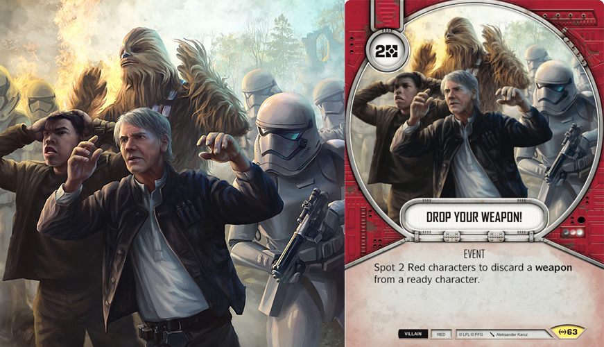 Ilustracja, która ozdobiła kartę do gry "Star Wars Destiny" Autor Aleksander Karcz